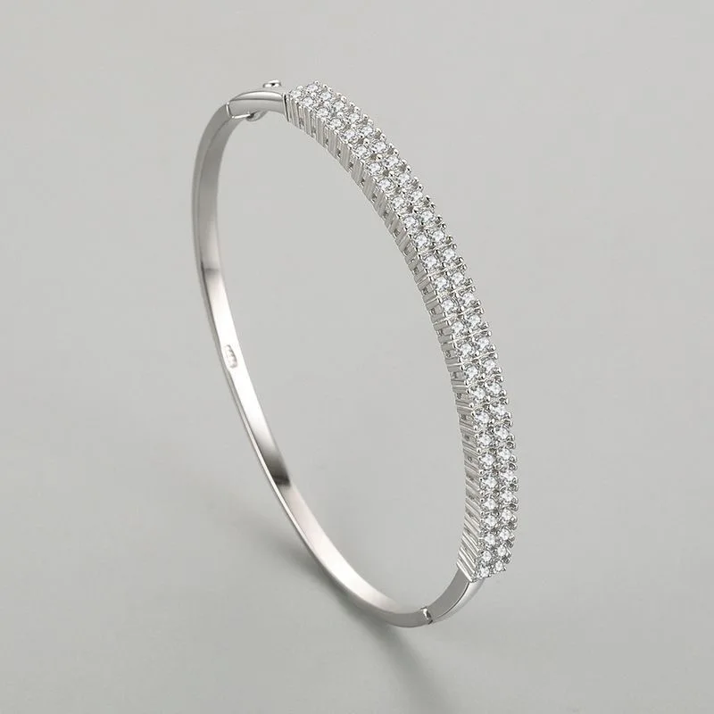 Fashion Lovely Bangle Real Pure Sterling 925 Silver Jewelry Real 925 Silver Bangle Cute Diamond Party 2025 Top Quality Jewelry