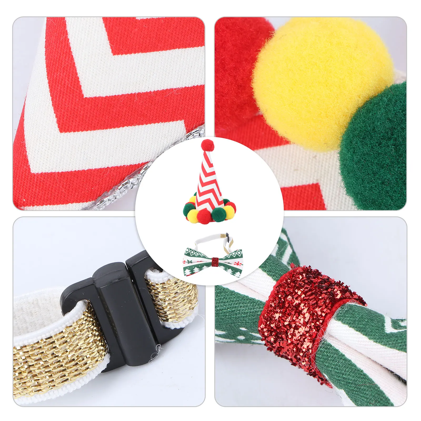 

1 Set Pet Hat with Bow Tie Suit Christmas Dog Cat Decorations Dog Cat Birthday Party Ornaments Pet Christmas Costumes Supplies (