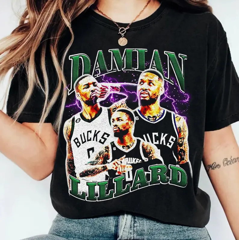 Damian Lillard Basketball Shirt, Unisex, Vintage Basketball Retro 90s Tee, Basketball Graphic Tee, Birthday Gift for Men, Women