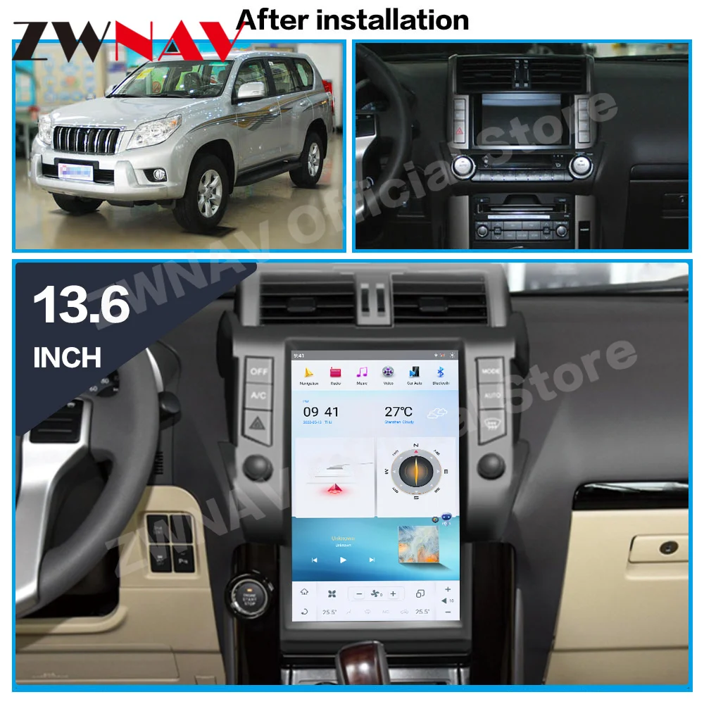 Qualcomm Android Auto Multimedia For Toyota Land Cruiser Prado 150 2010 2011 2012 2013 GPS Navigation Radio Receiver Head Unit