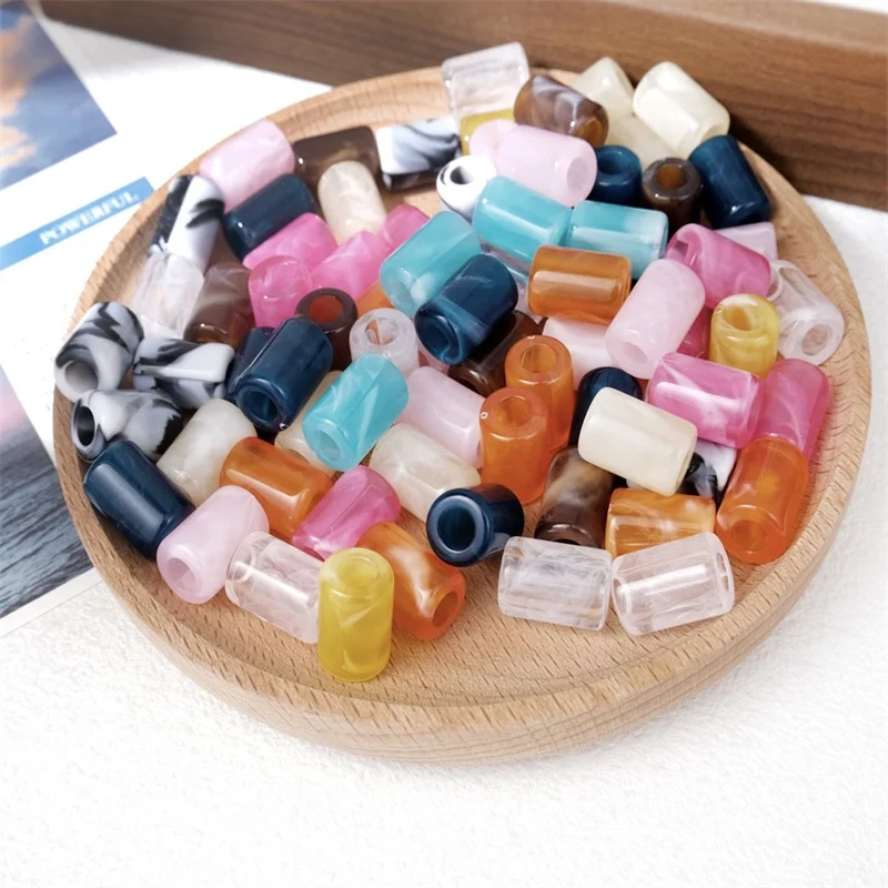 Wholesale 300pcs/lot color print geometry cylindrical rectangular shape acrylic beads diy jewelry garment hair accessory