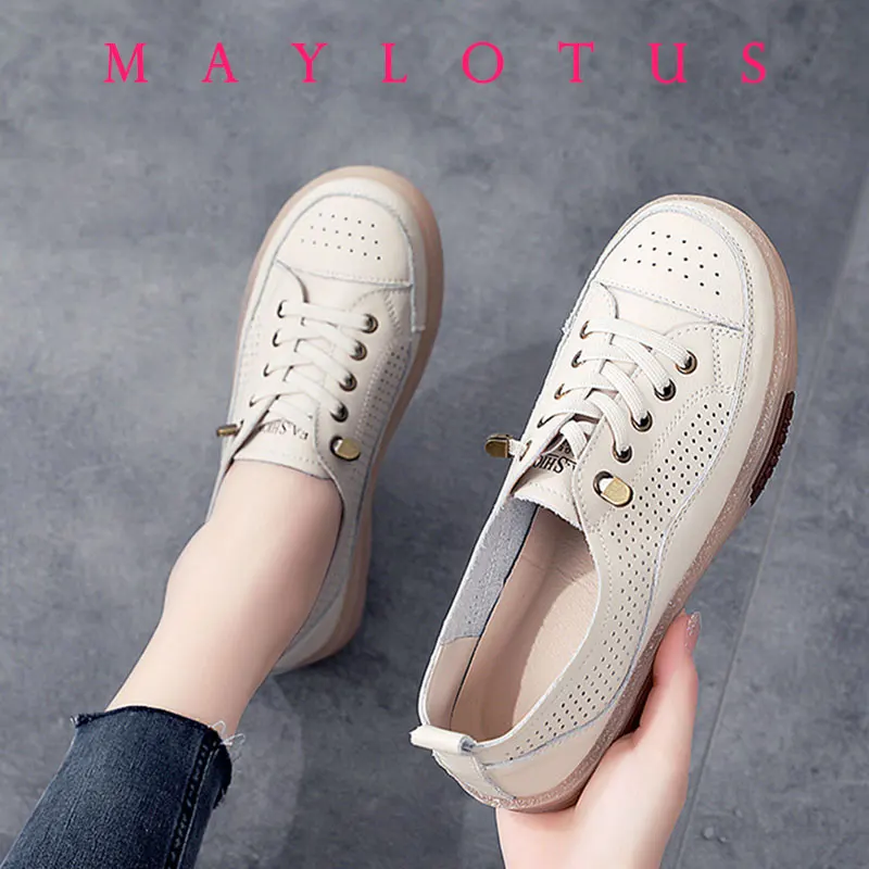 2025 Zomer Vrouwen Schoenen Mesh Loafers Dames Lopen Flats Sneakers voor Vrouwen Echt Leer Damesschoenen Zachte Zool Enkele schoen