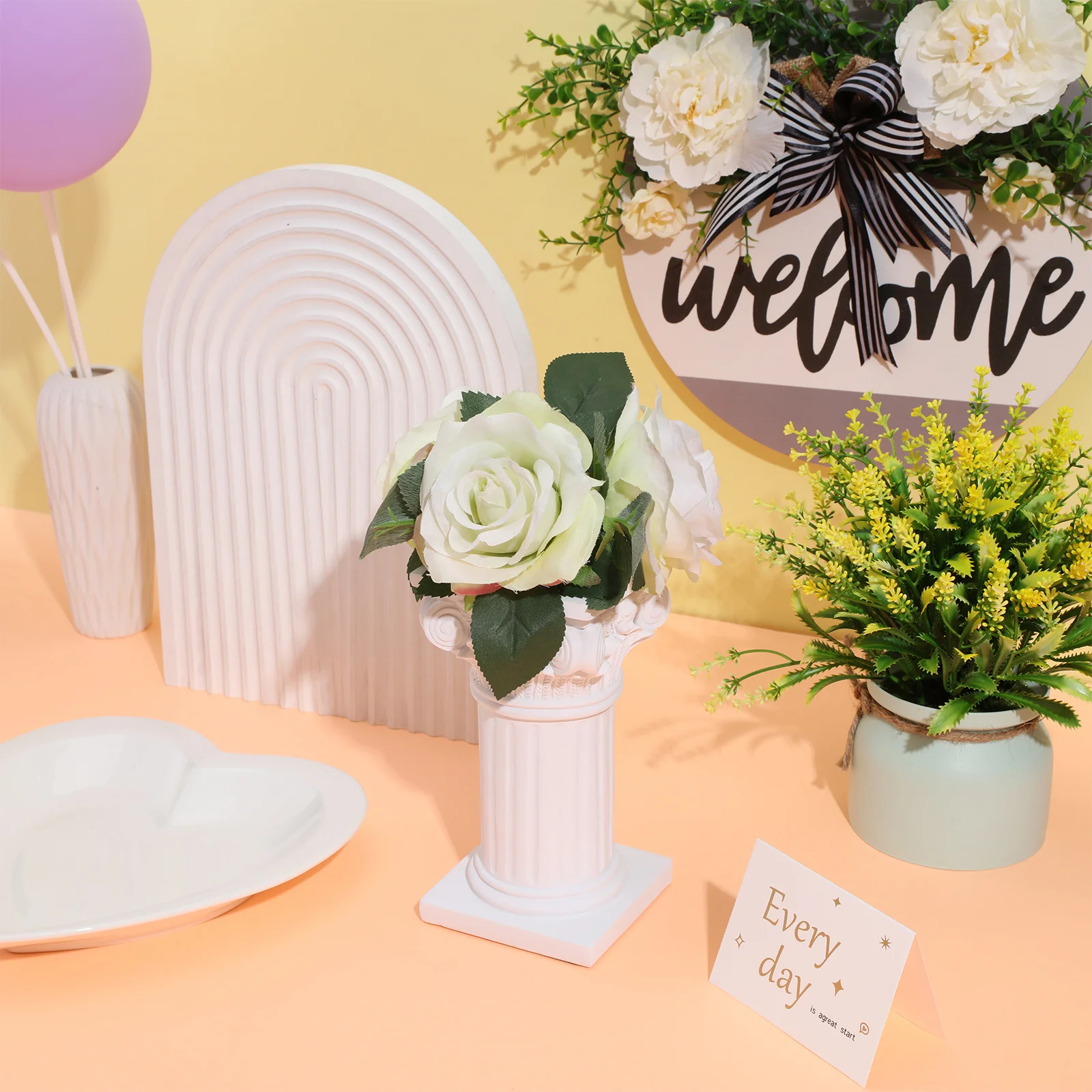 

Miniature Roman Pillar Garden Plinth Base Riser Statues for Office Desktop Decoration Landscaping Scene Props Gardening Supplies