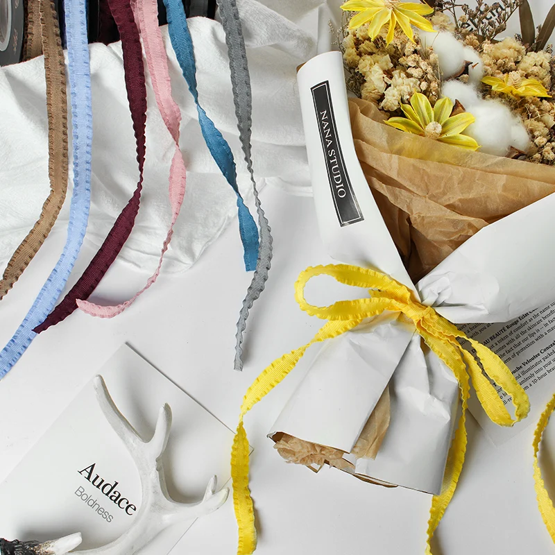 10 jardas/rolo 1cm duplo babados fita de renda festa de aniversário de casamento pacote de presente suprimentos diy roupas acessórios para o cabelo fita