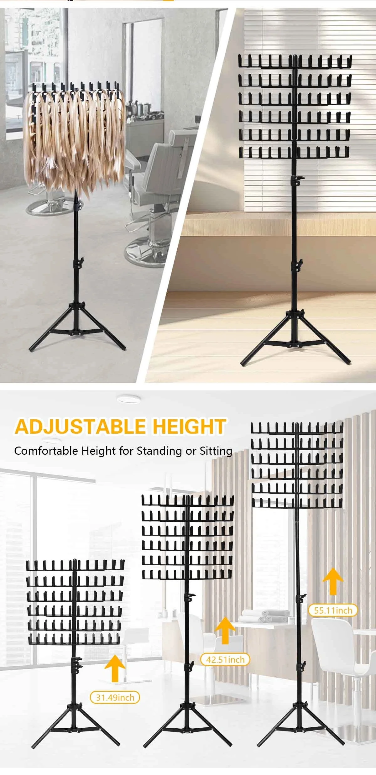 144 Heringe Haar geflecht Rack 2 seitige Haar gestelle für Geflechte stehen höhen verstellbar Geflecht Rack Halter Stylisten Braiders Tool – Detail 4