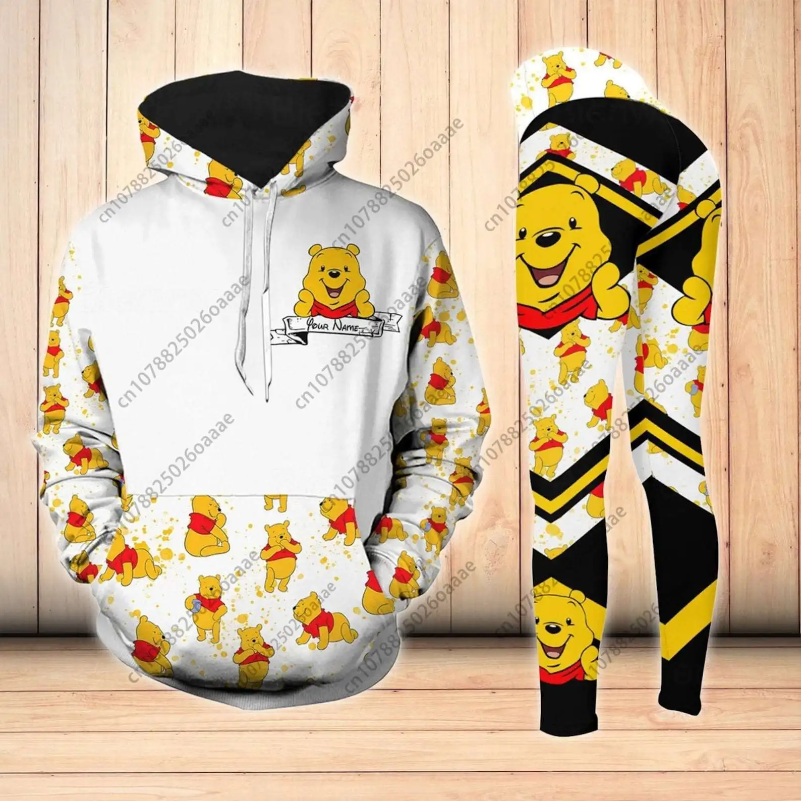 

2024 Disney Personalized Winnie the Pooh 3D Hoodie Women's Hoodie Yoga Pants Set Leggings Sweatpants Hoodie Fashion Sports Suit