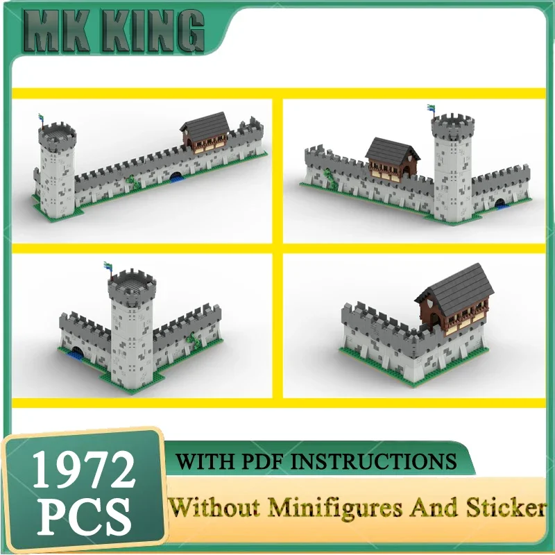 قلعة المشهد عرض الشارع MOC اللبنات وحدات جدران القرون الوسطى نموذج التكنولوجيا الطوب لتقوم بها بنفسك تجميع ألعاب أطفال