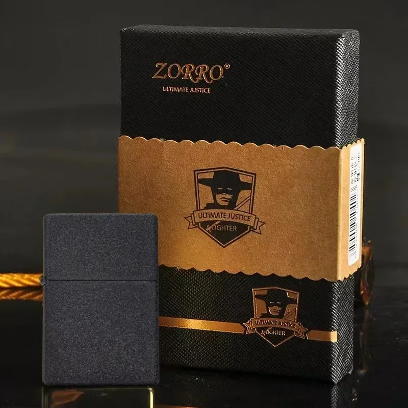 ZORRO ZC9 ultradunne brander, retro messing creatieve ouderwetse slijpsteen winddichte aansteker