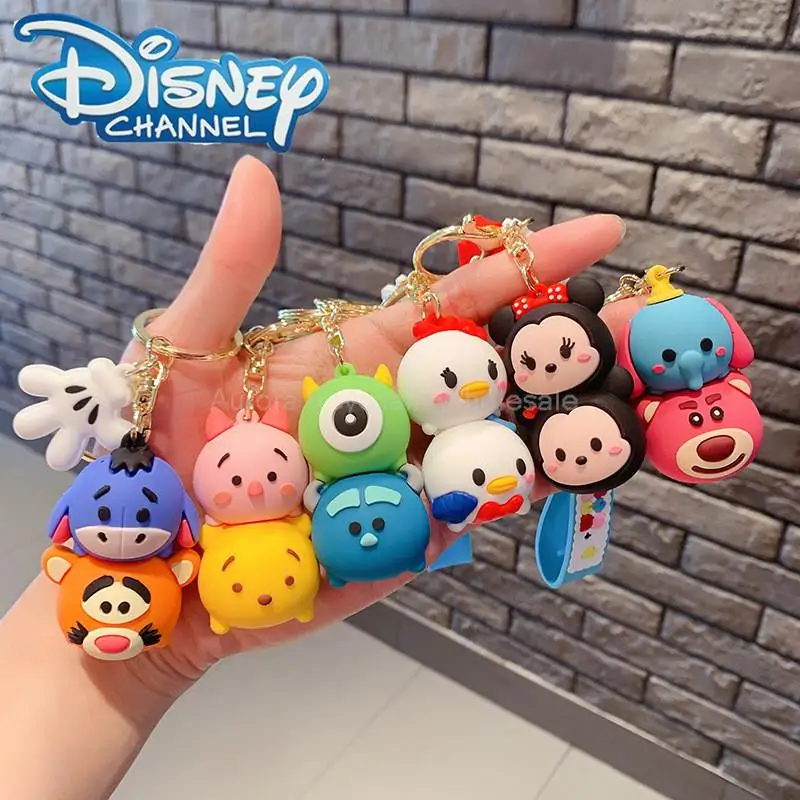 New Anime Cartoon Disney Keychain Mickey Mouse Minnie Figure Keychains  Donald Duck Piglet Key Chain Model Kids Toys Gifts