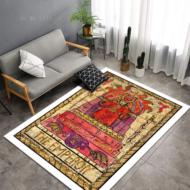 The Emperor In Tarot Symbolizes The Father Figure Authority Rules And Order Non Slip Flannel Floor Rugs By Ho Me Lili