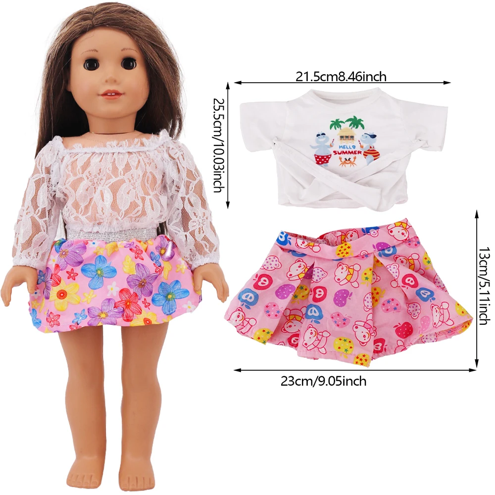 Vêtements assortis à manches courtes et jupe courte faits à la main pour bébé Reborn, accessoires de robe de beurre, jupe d'été, fille qui préconise l'anniversaire, 43cm