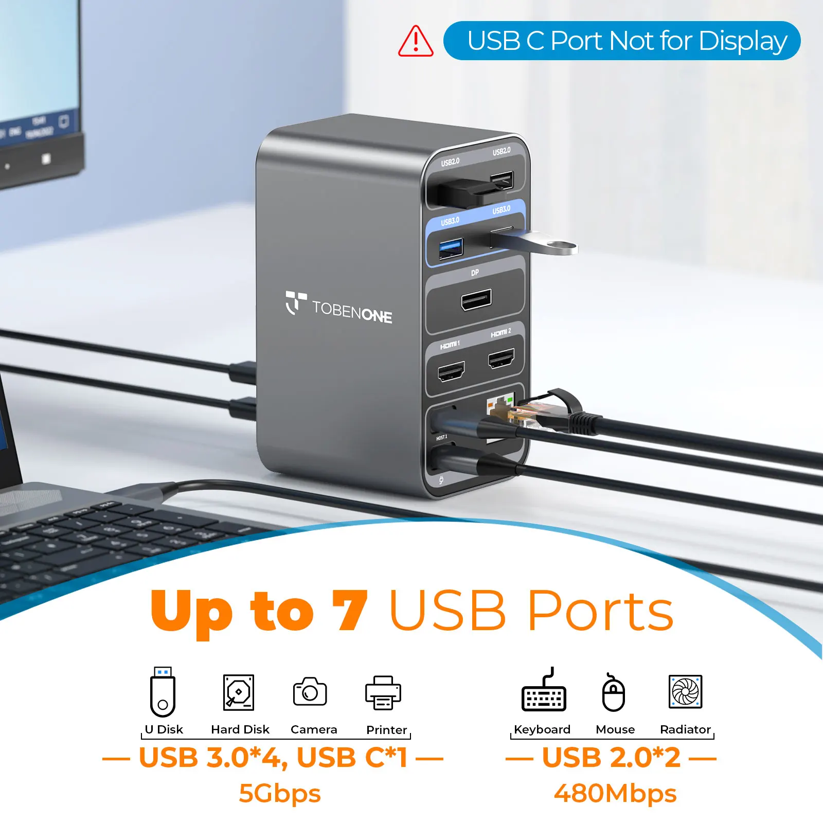 Imagem -03 - Tobenone-docking Station Laptop com Monitores e Fonte de Alimentação 100w para Thunderbolt Usb4 Usb-c Windows Chromeos