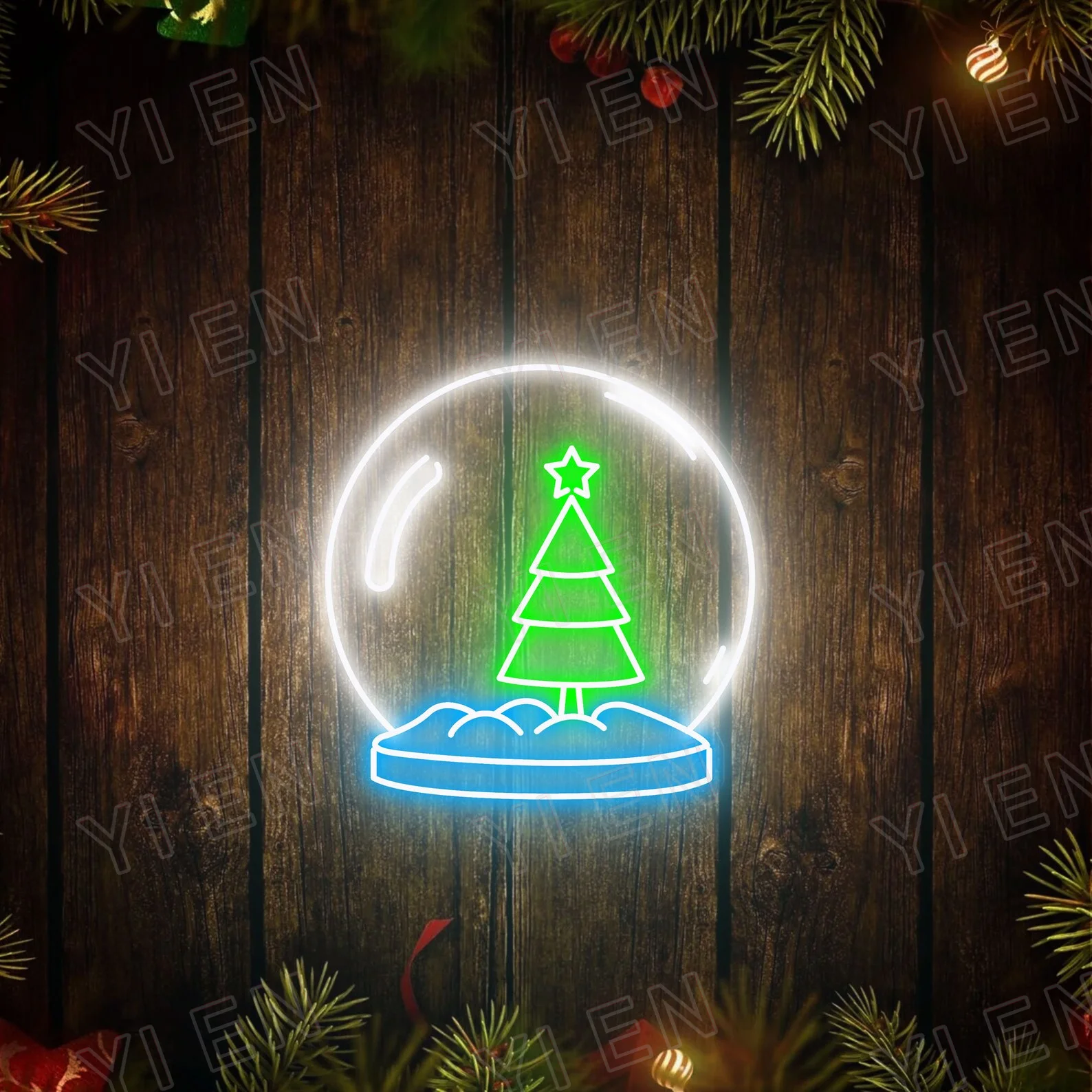 Christmas Tree Snow Globe Led Neon Sign, Xmas Party Decor, Christmas Decor Led Neon Wall Art, Christmas Gift Merry Christmas