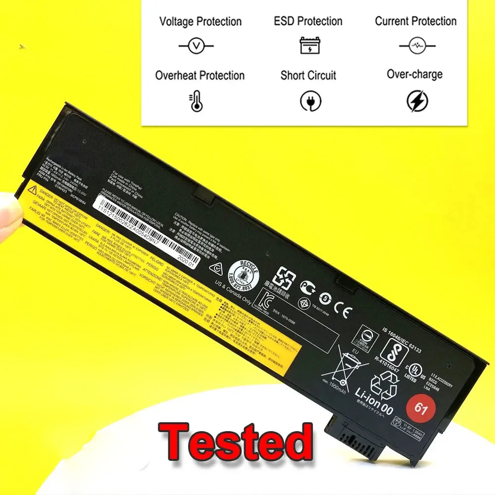 Imagem -03 - Lenovo-baterias do Portátil Thinkpad 24wh 01av423 T470 T480 T570 T580 P51s 01av422 01av424 01av425 01av426 Sb10k97580
