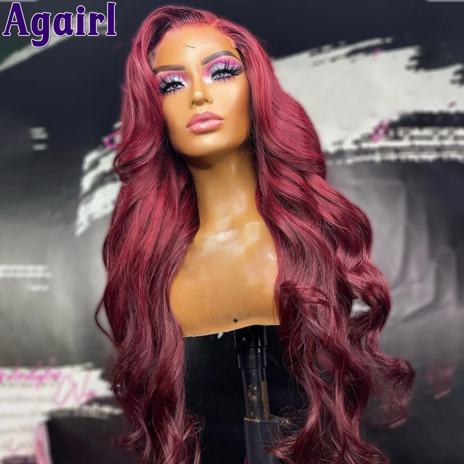 180% transparan 13X6 13X4 Multi Warna Sorot merah dengan pirang India tubuh Virgin gelombang renda wig Frontal rambut manusia untuk wanita