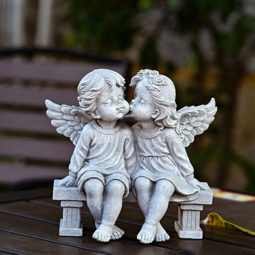

Romantic Love-Themed Couples Angel Ornaments Handcrafted Charming Resin Angel Statue Cute Kissing Angel Figurine Living Room
