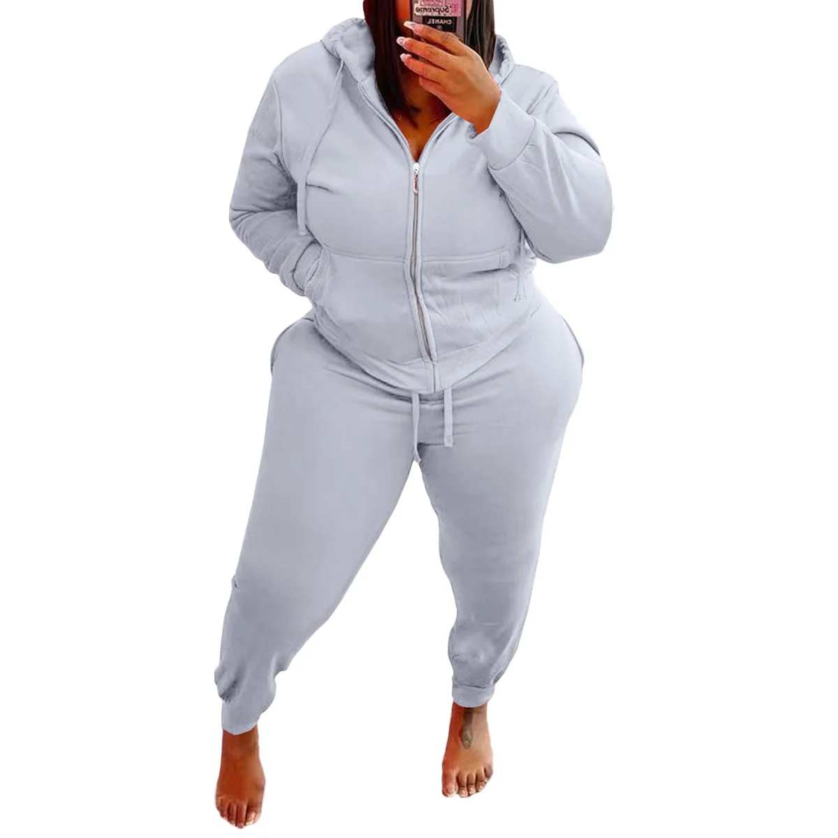 2022 Winter Clothes for Women Plus Size Two Piece Sets Hooded Sweather and Long Pants Causal Tracksuit Wholesale Dropshipping