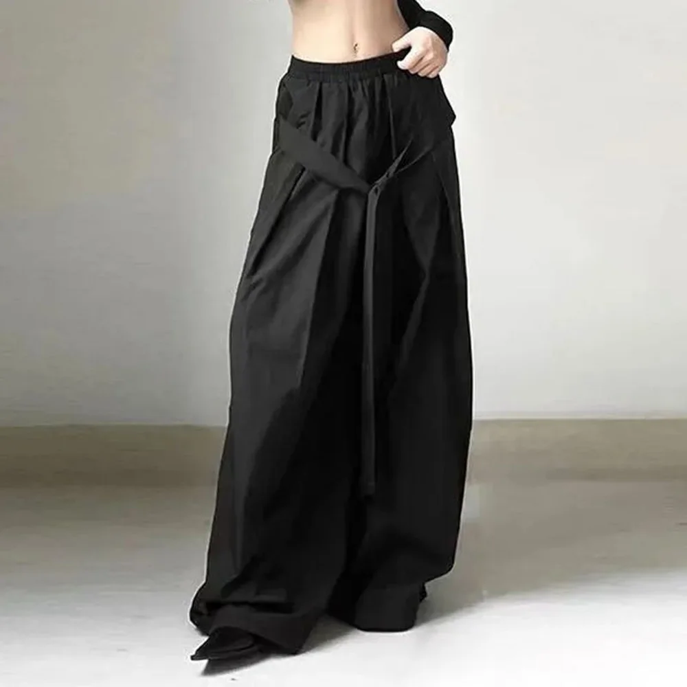 Culottes irregulares com renda gótica masculina, streetwear casual Hakama, Harajuku japonês, roupas de personalidade, unissex, Y2k, 2024