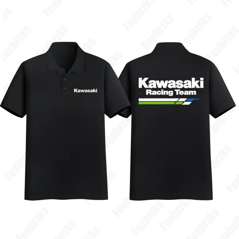 Polo de locomotiva garra demoníaca Kawasaki, motociclista, terno de ciclismo adulto, camiseta de algodão para menino, verão 24/25