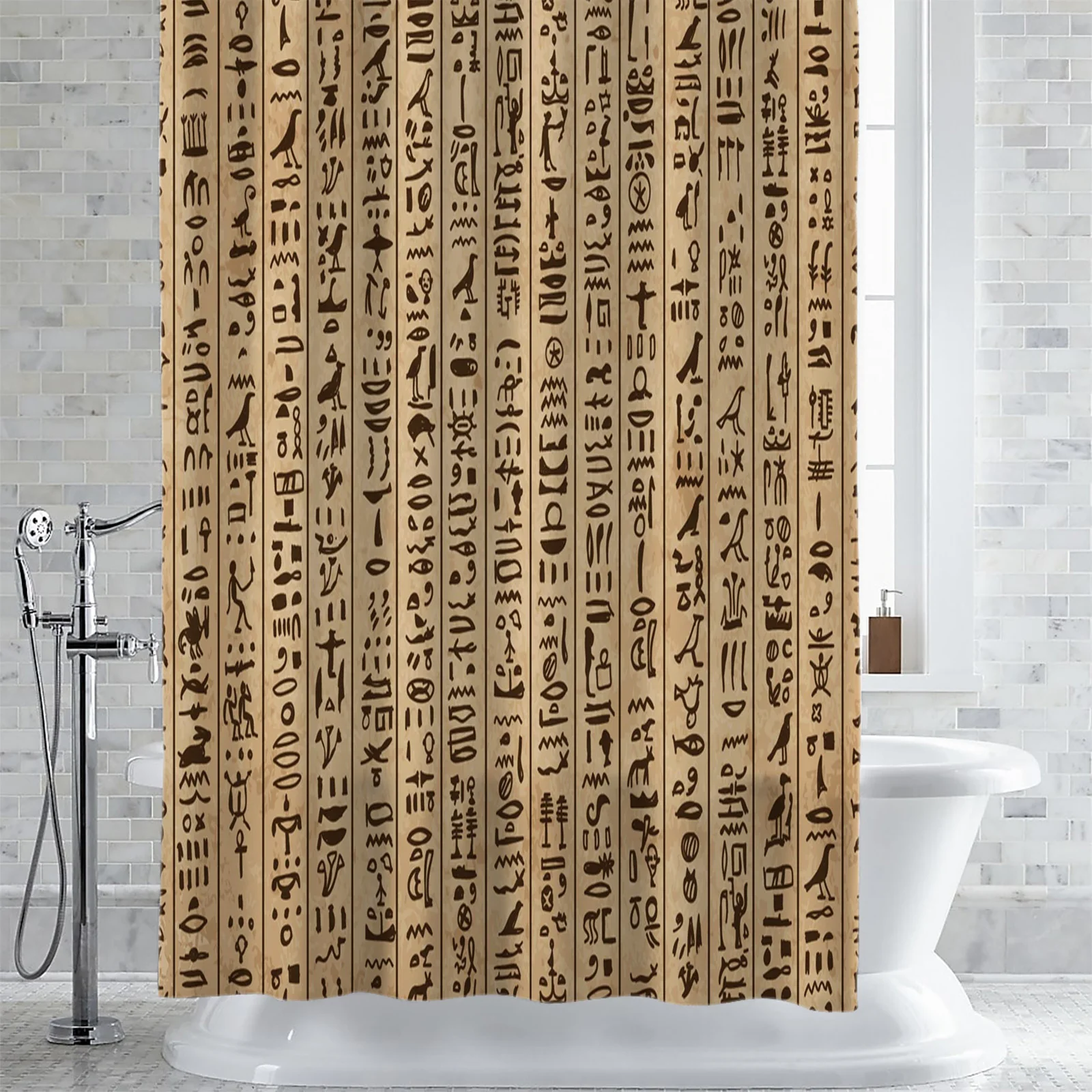 Ancient Egypt Hieroglyphs Retro Style Shower Curtain Home Bath Decorative Waterproof Polyester Fabric Bathroom Curtain