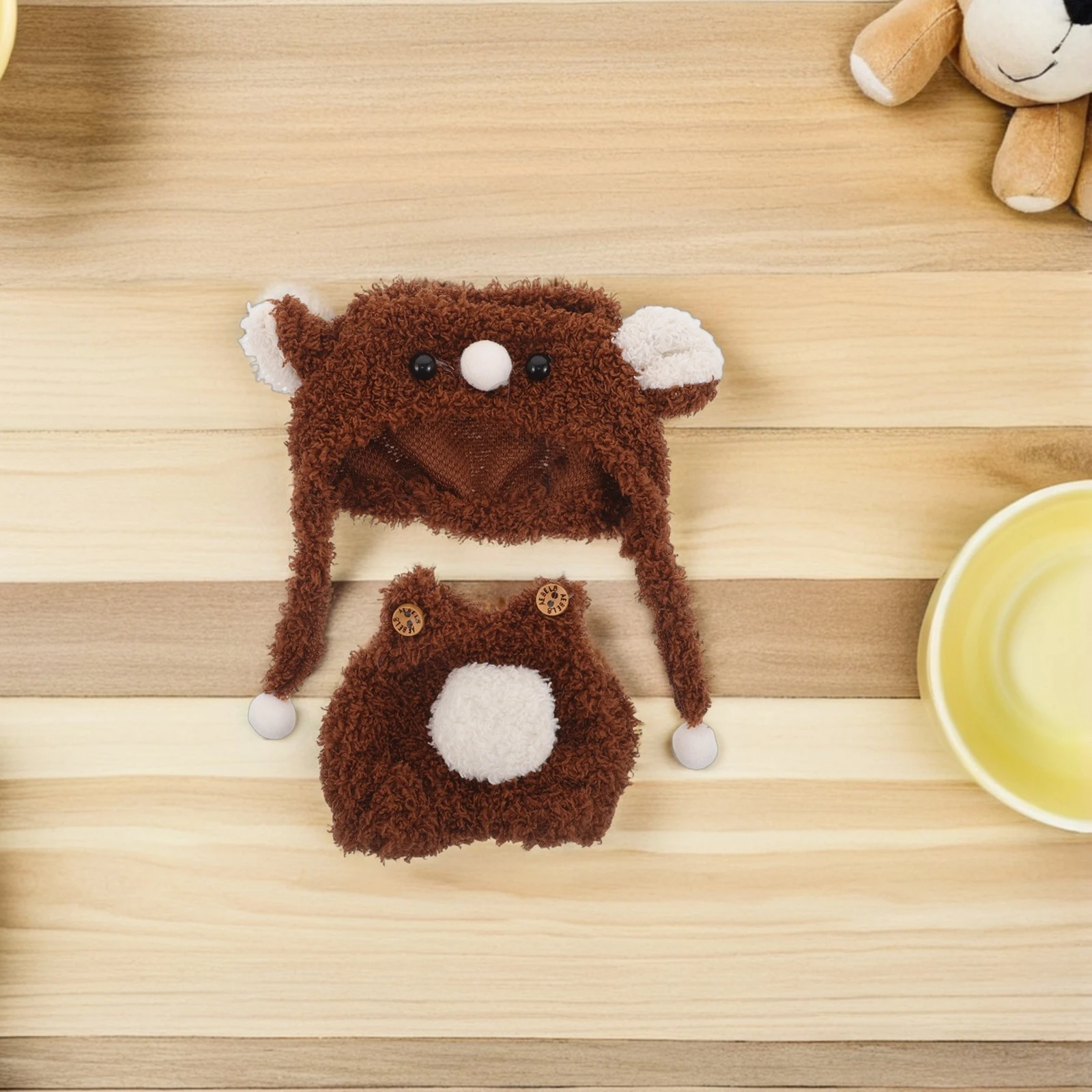 1 مجموعة ملابس الدب لطيف بذلة هود قبعة ل 17 سنتيمتر اكسسوارات صغيرة فستان زي خزانة اللعب الإبداعي