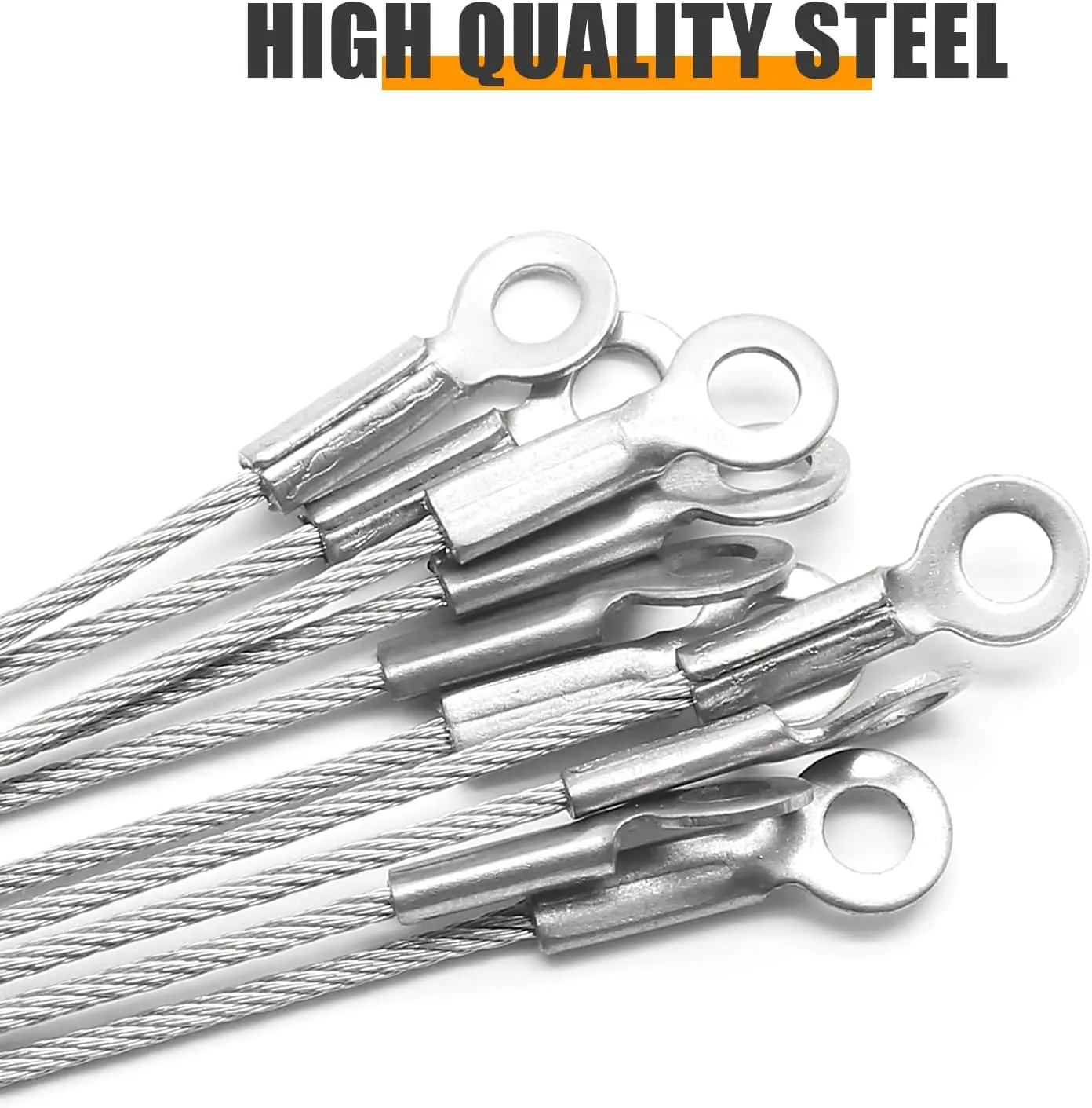 10/1Pcs 1-2mm Thicss Stainless Steel Wire Eyelets Ended Short Wire Rope Cable Tether Chain Lock Fall Prevention Safety Lanyard