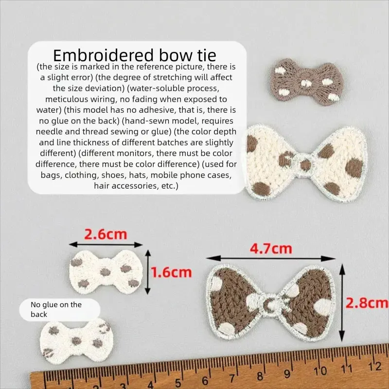 20 Stück gestrickte, bestickte Schleifen-Aufnäher für DIY-Kinderkleidung, Haarspangen, Schuhe, Socken, dekorative Aufnäher – Detail 5