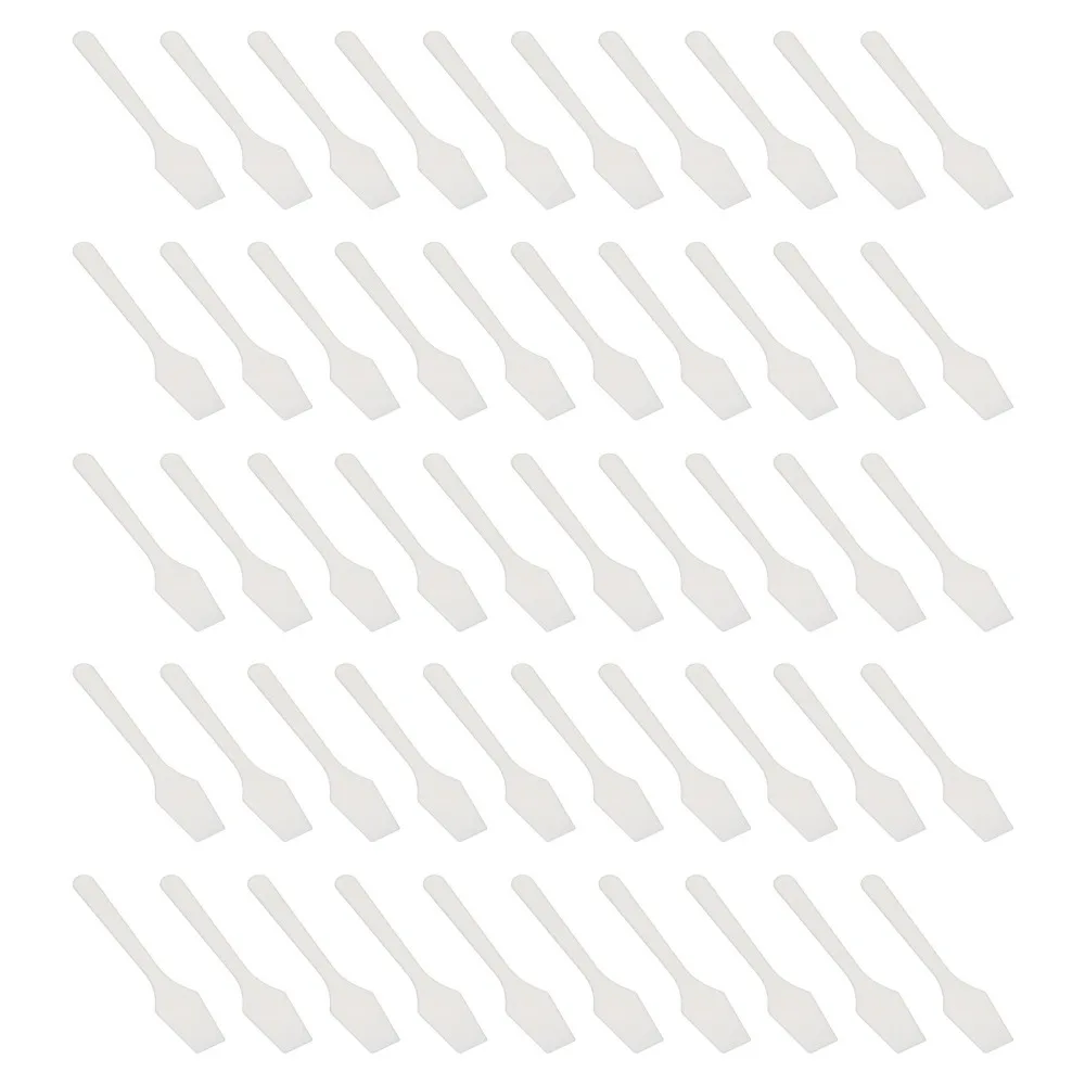 50pcs White Cosmetic Spoon Spatula Reusable Mini Makeup Cream Scoop Plastic Cosmetic Applicator Body Butter Skincare