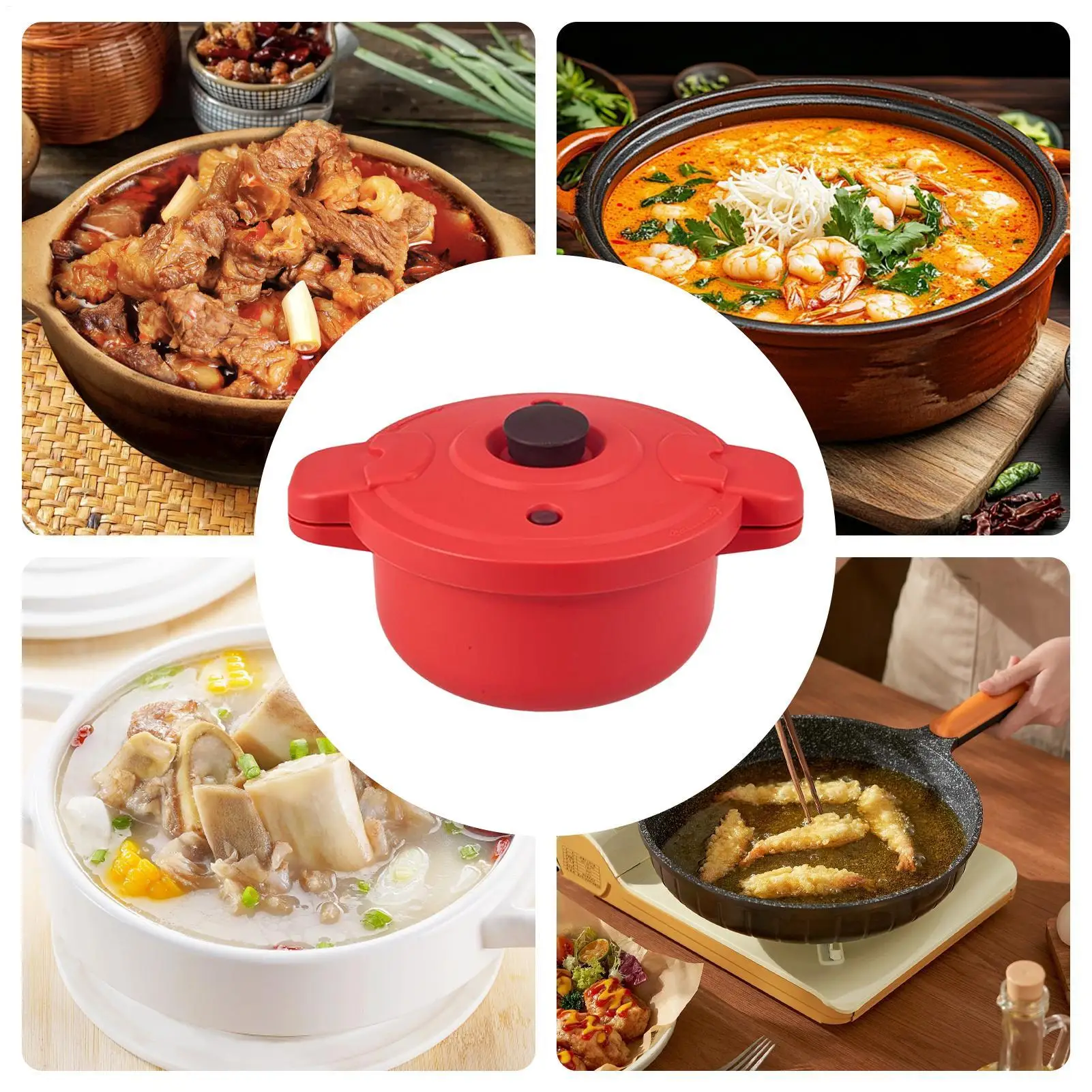

Microwave Pot Multi-Function Pressure Cooking Pot Multifunctional 2.3L Cooking Tool Quick Cooker For Dinner Kitchen Breakfast