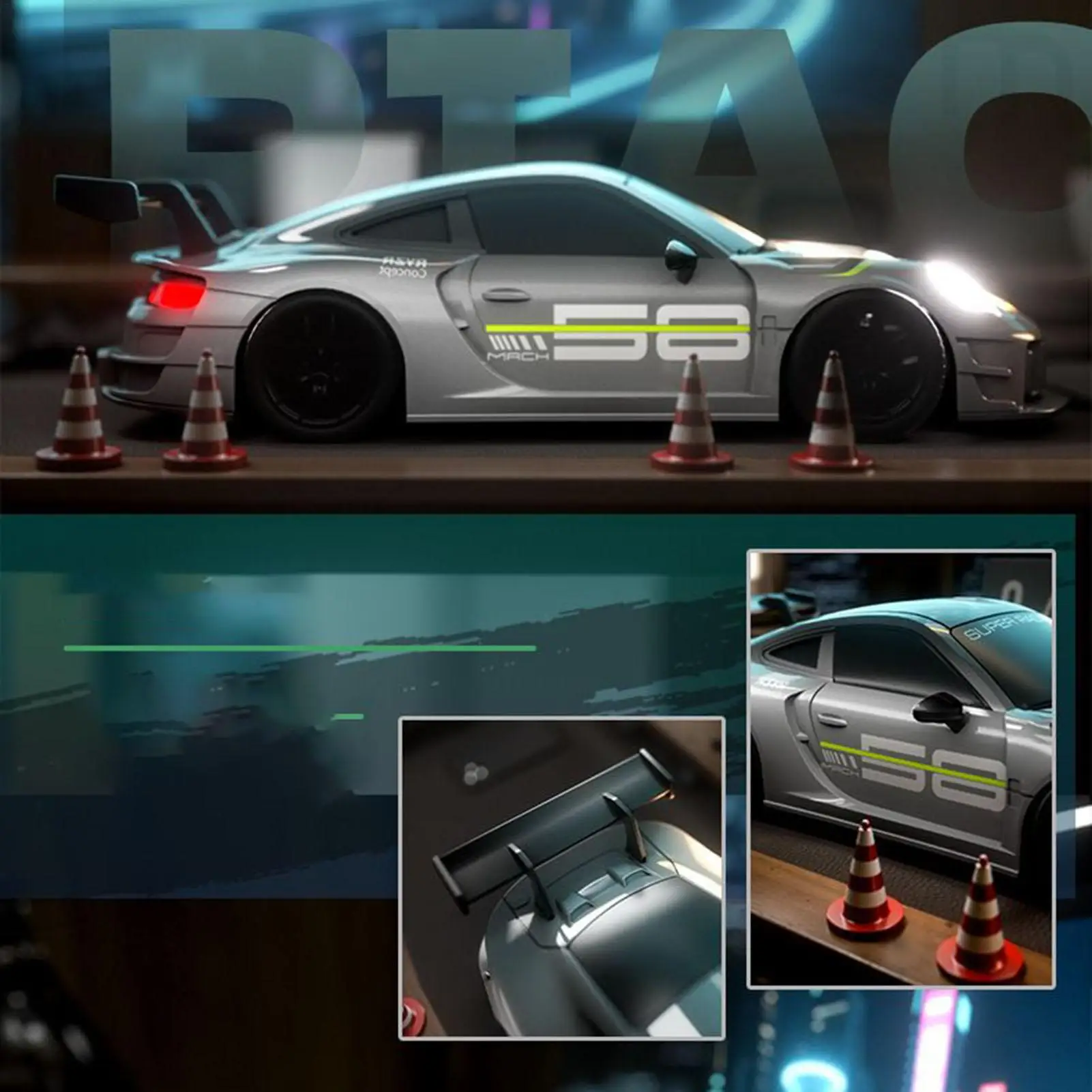 Veículo de controle remoto atualizado 2.4ghz 1:20 com luzes led 4wd modelo de controle de rádio de alta velocidade veículo de corrida deriva mini presentes