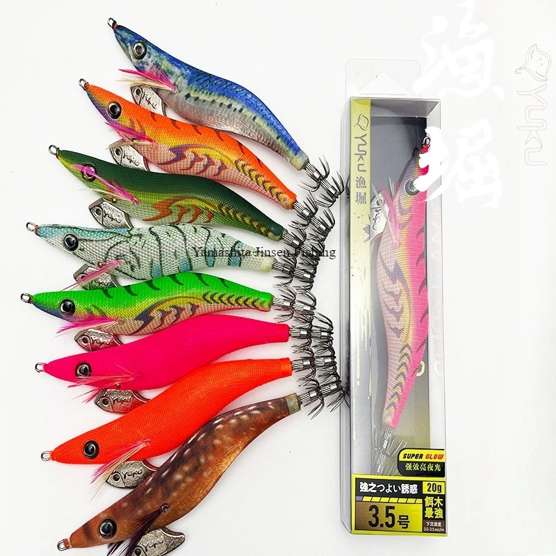 سلسلة يوكو الليلية المتوهجة 1.8 2.2 2.5 3.0 3.5 الروبيان الخشبي EGI JIG طعم الحبار طعم الحبار خطاف صيد السمك الحريري الناعم تايوان