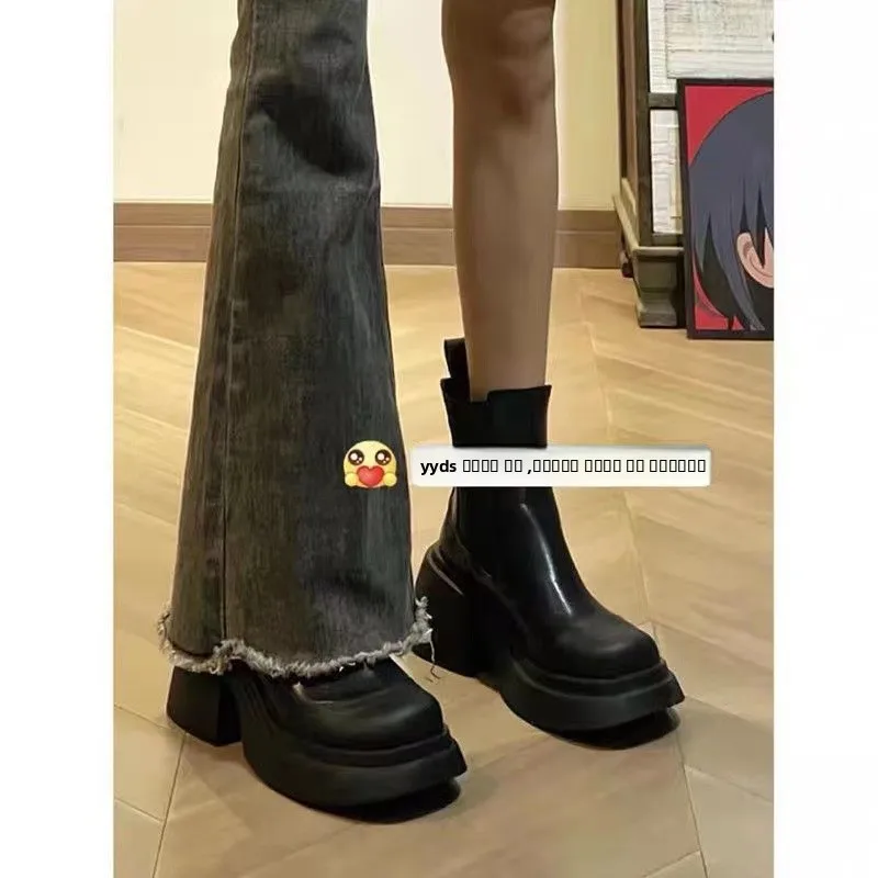 

Джинсы с высокой талией и расклешенным низом для женщин, больших размеров, утягивающие, с рваным краем, винтажные, в пол, широкие брюки