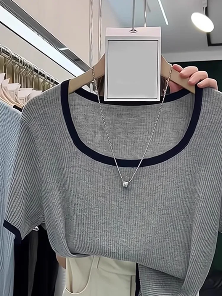 Design Sensation Color Blo tricots minceur aérien ort Sve trajet approprié été nouveau Sle femmes Faion haut