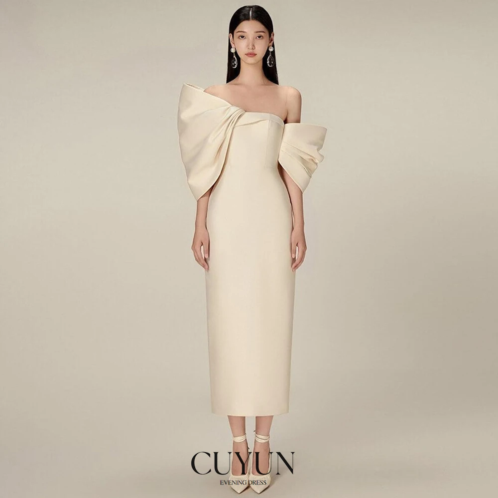 

CUYUN Ankle-Length Straight Formal Gown Off the Shoulder Women Evening Dresses 2025 Customized Elegant Prom Dress Party Gown