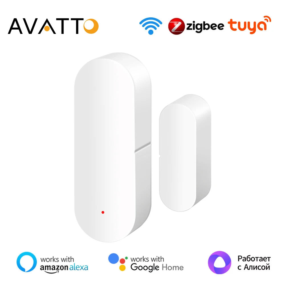 AVATTO-Sensor de Porta Inteligente Tuya ZigBee, Wi-Fi, Detectores de Janelas, Aberto, Fechado, App Work, Alexa, Google Home