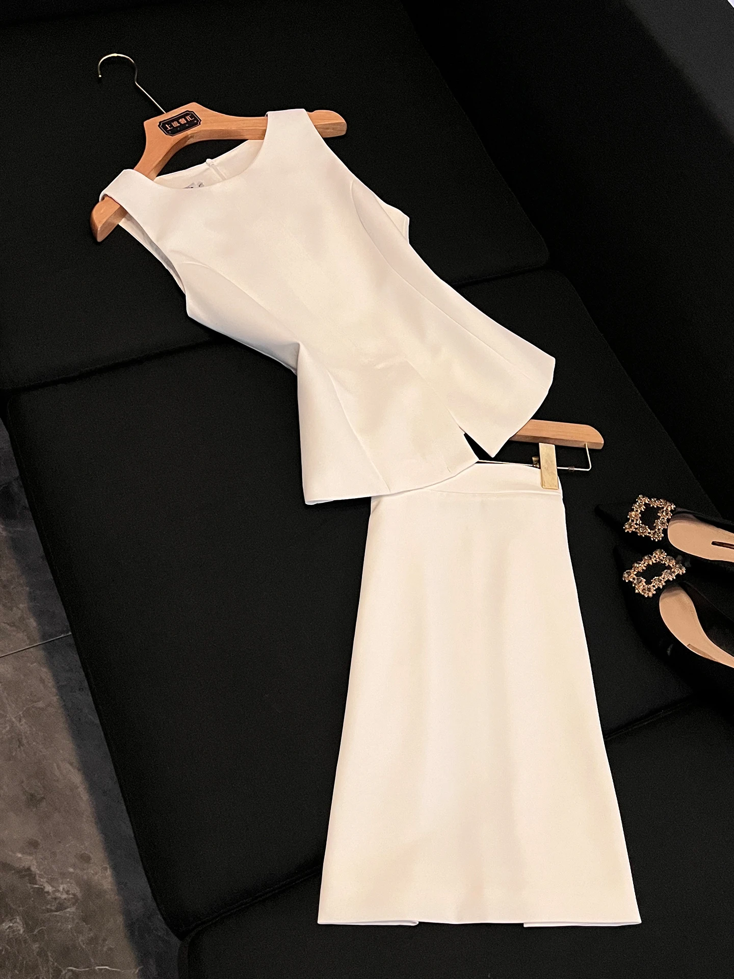 

Elegant High Waist Sleeveless Vest Set Short Skirt Two Piece Suit Summer Fashion Women's Clothing Versatile Casual Outfit