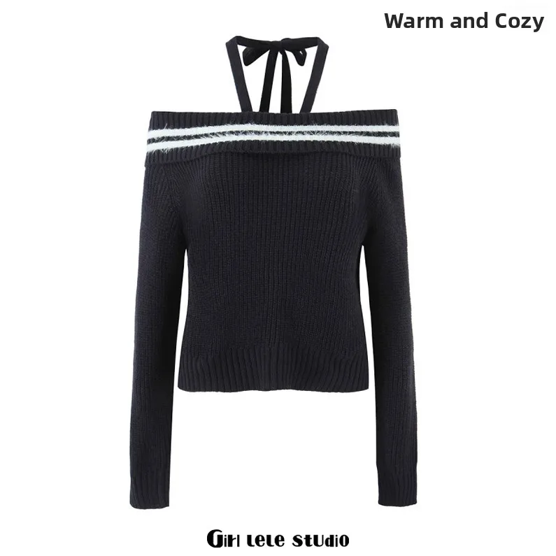 Pull tricoté Sexy n Sle à épaules dénudées pour femme, coupe cintrée, Long, Sve Ne Hanging Faion, par Girl LeLe Studio