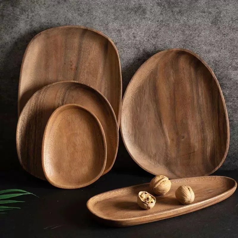 

Living room snack candy fruit tray home modern tray walnut refreshment tray Nordic style round dried fruit tray