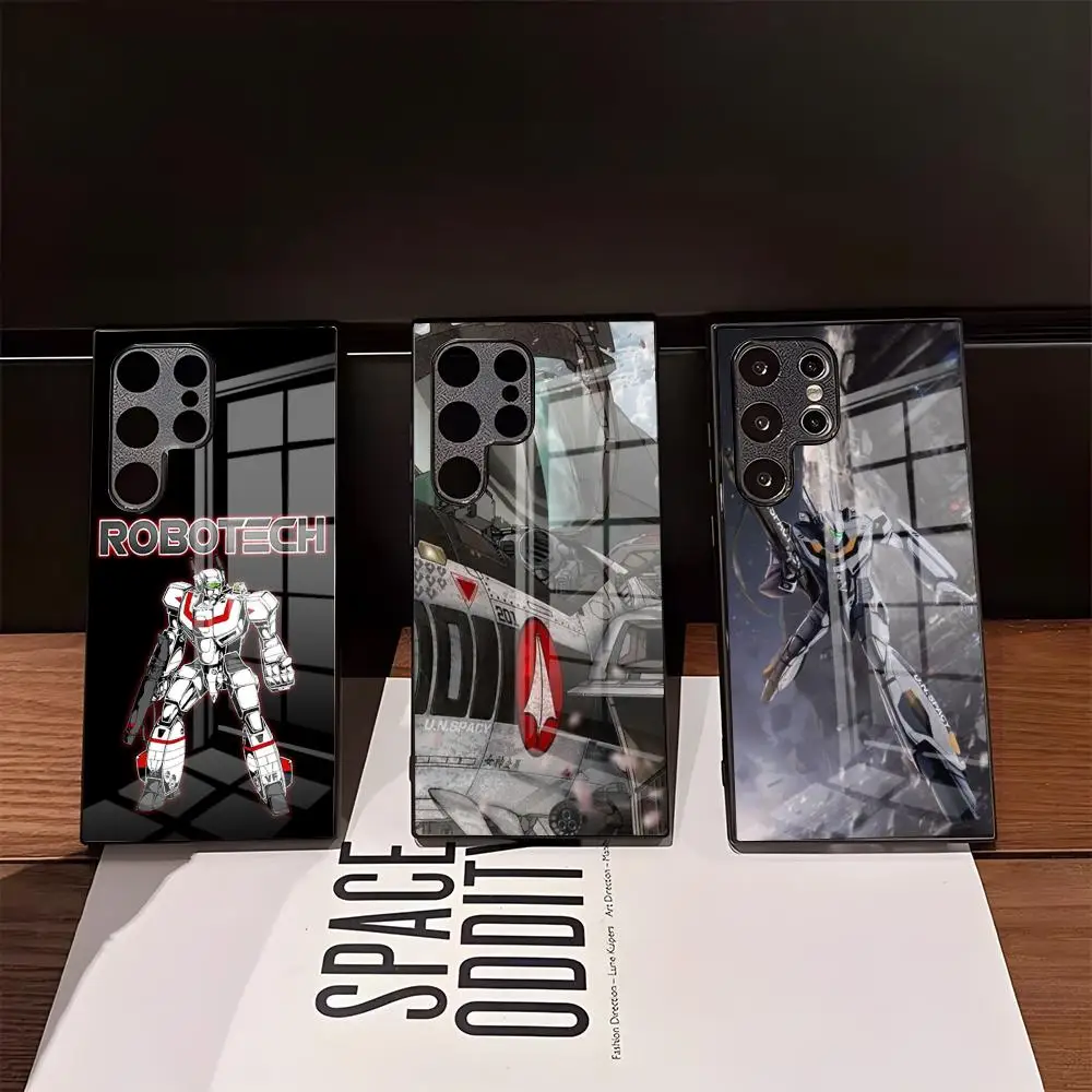 Funda de teléfono R-Robotech Macross para Samsung S26 Ultra S25 Edge Ultra S23 S22 S21 Ultra Plus S24 Fe A57 A37, cubierta de cristal