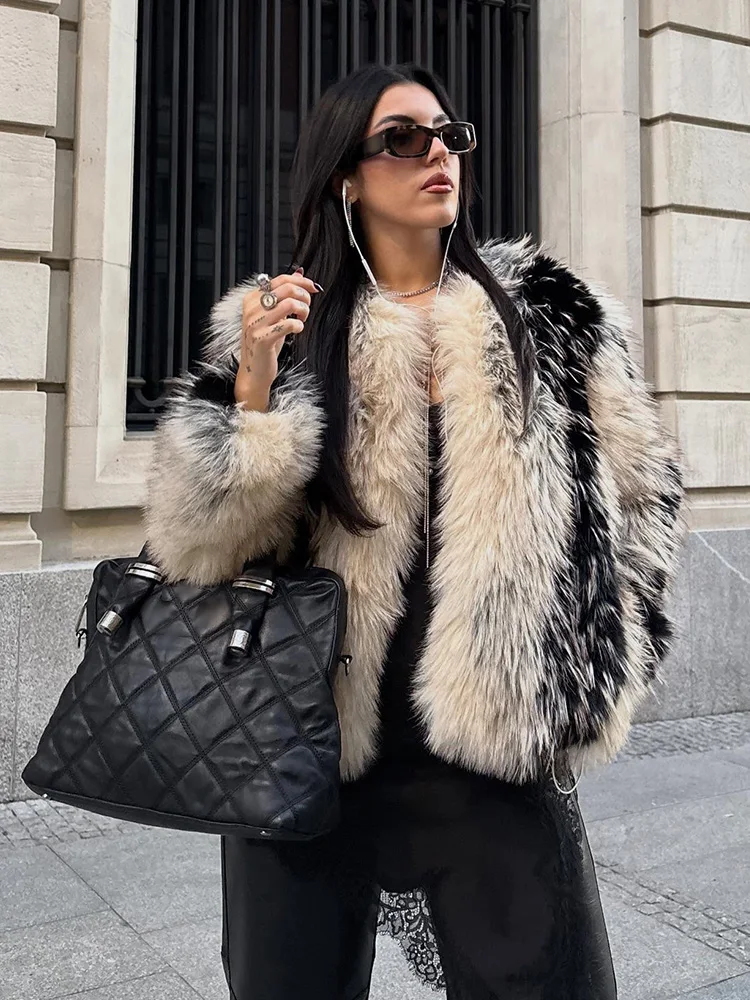 

HH женское короткое пальто с эффектом искусственного меха, зимняя теплая верхняя одежда с круглым вырезом и длинными рукавами, женская разноцветная повседневная модная куртка со скрытой пряжкой