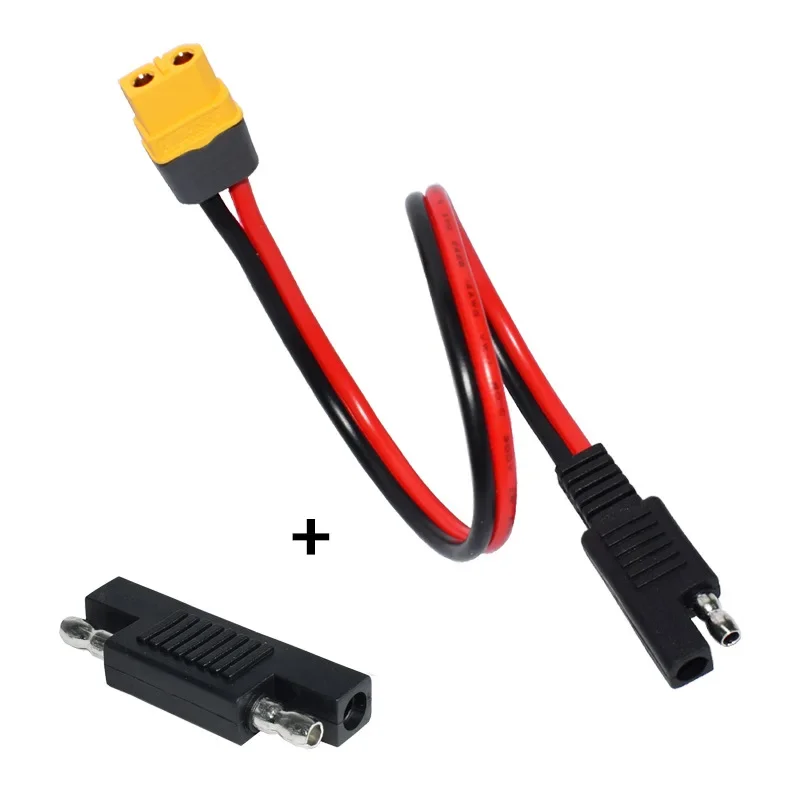 30cm SAE to XT60 Connector Adapter 14AWG Cable with SAE Reverse Adapter for Portable Power Station & Solar Generator