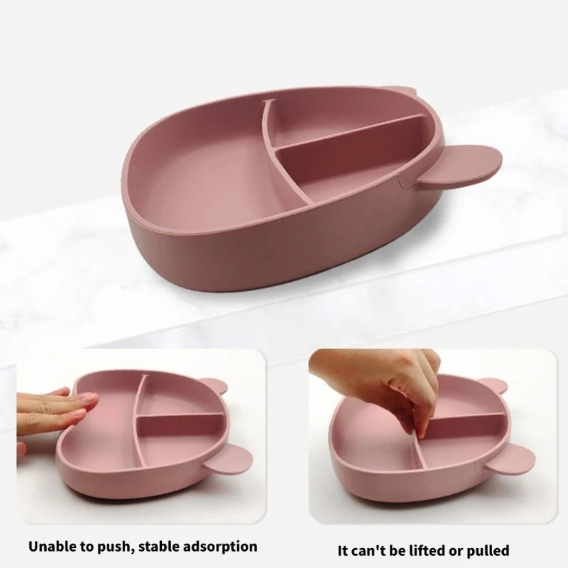 

Soft Silicone Baby Dinning Plate with Strong Suction Cup Safe for Microwave and Dishwasher Use Separated Training Bowl 24BE
