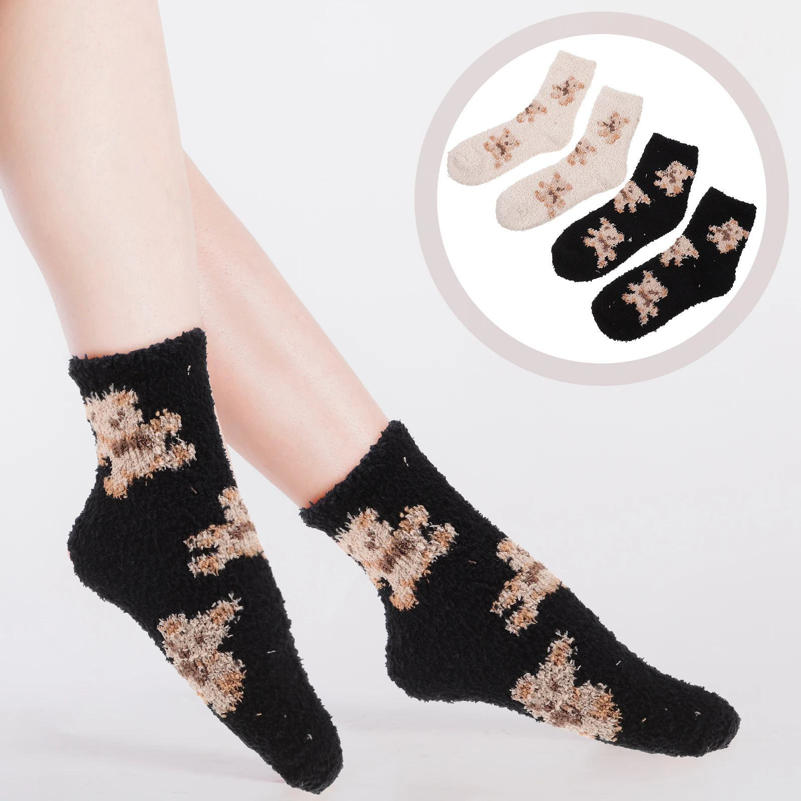 

2pcs Mid-Tube Warm Women Socks Polyester Cozy Sleep Socks Medium Tube Gifts For Female Friends Christmas Stocking