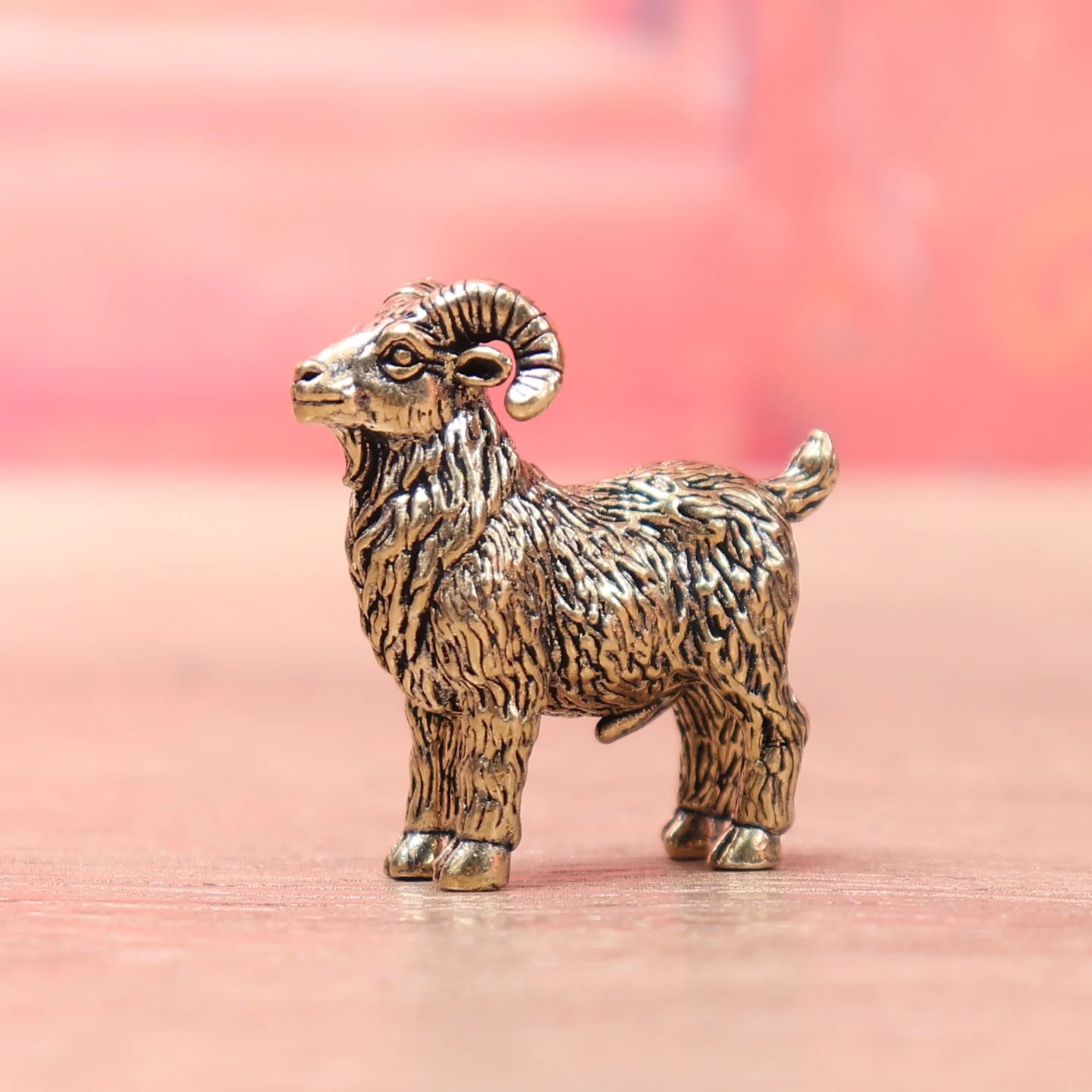 Retro Goat Miniatures Figurines Brass Animal Ram Small Statue Desktop Ornaments Vintage Home Decorations Crafts Accessories