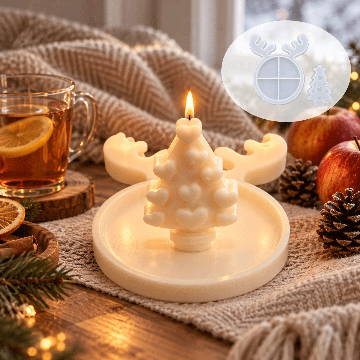 Reindeer Antler Tray & Heart C - đánh giá và giá Silicone Epoxy Resin Molds Set