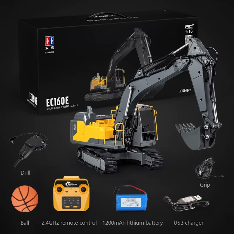 Dubbele E E598 EC160E 1:16 E593 17CH RC Graafmachine Automodel 3-in-1 Dual-mode rupsbanden afstandsbediening vrachtwagen graafmachine speelgoed jongens