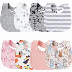 4 Pcs/lot Baby Bibs Double Layer Cotton Saliva Towel for Girls Boys Cute Printed Newborn Burp Cloths Infant Feeding Accessories