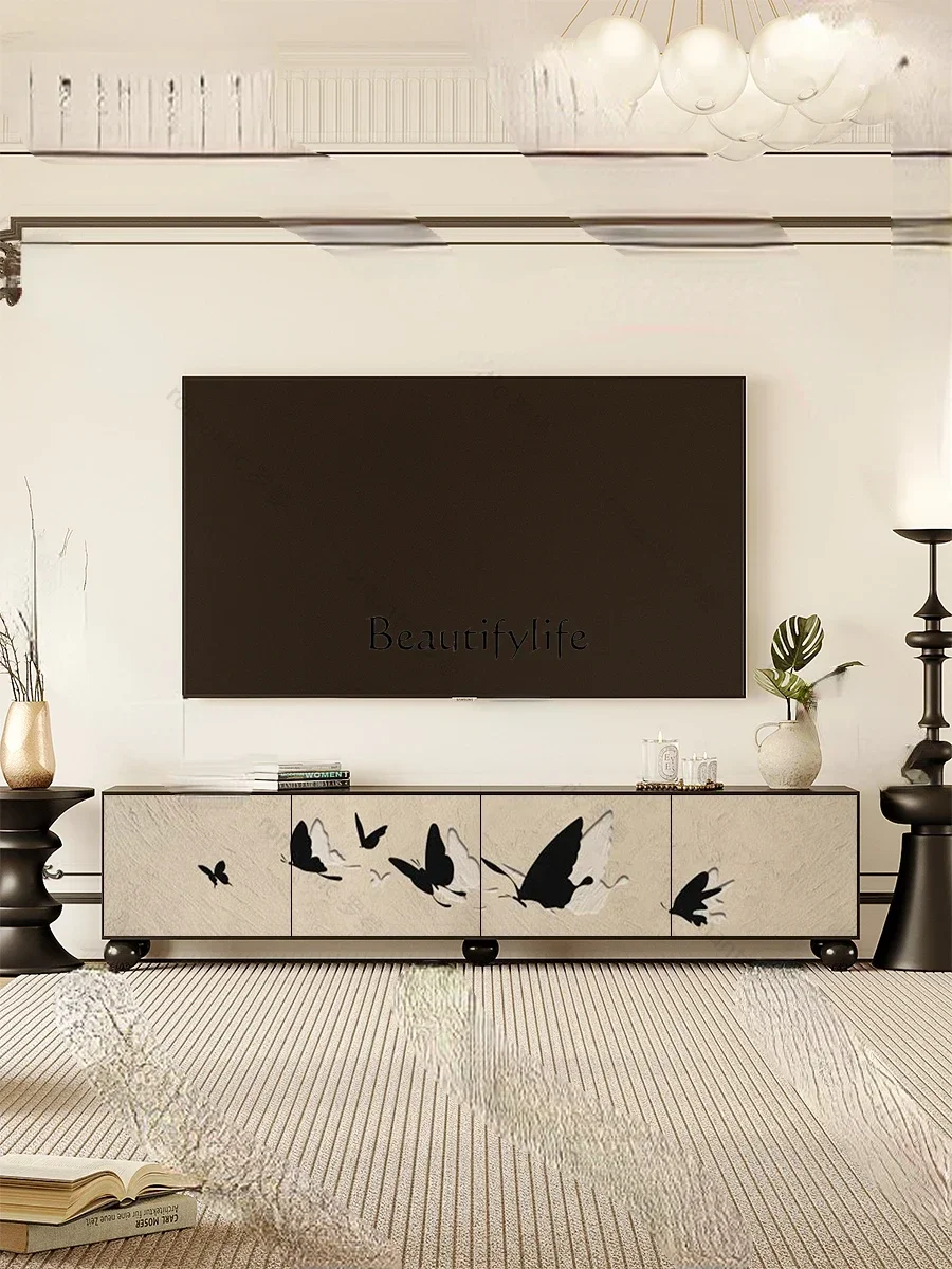 TV cabinet Modern simple black floor cabinet Customized large and small apartment decorative cabinet