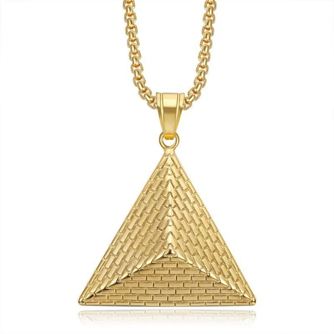 

Ancient Egypt Big Pyramid Pendant Men's Gold Silver Color Stainless Steel Chain Triangle Necklace for Man Woman Egyptian Jewelry