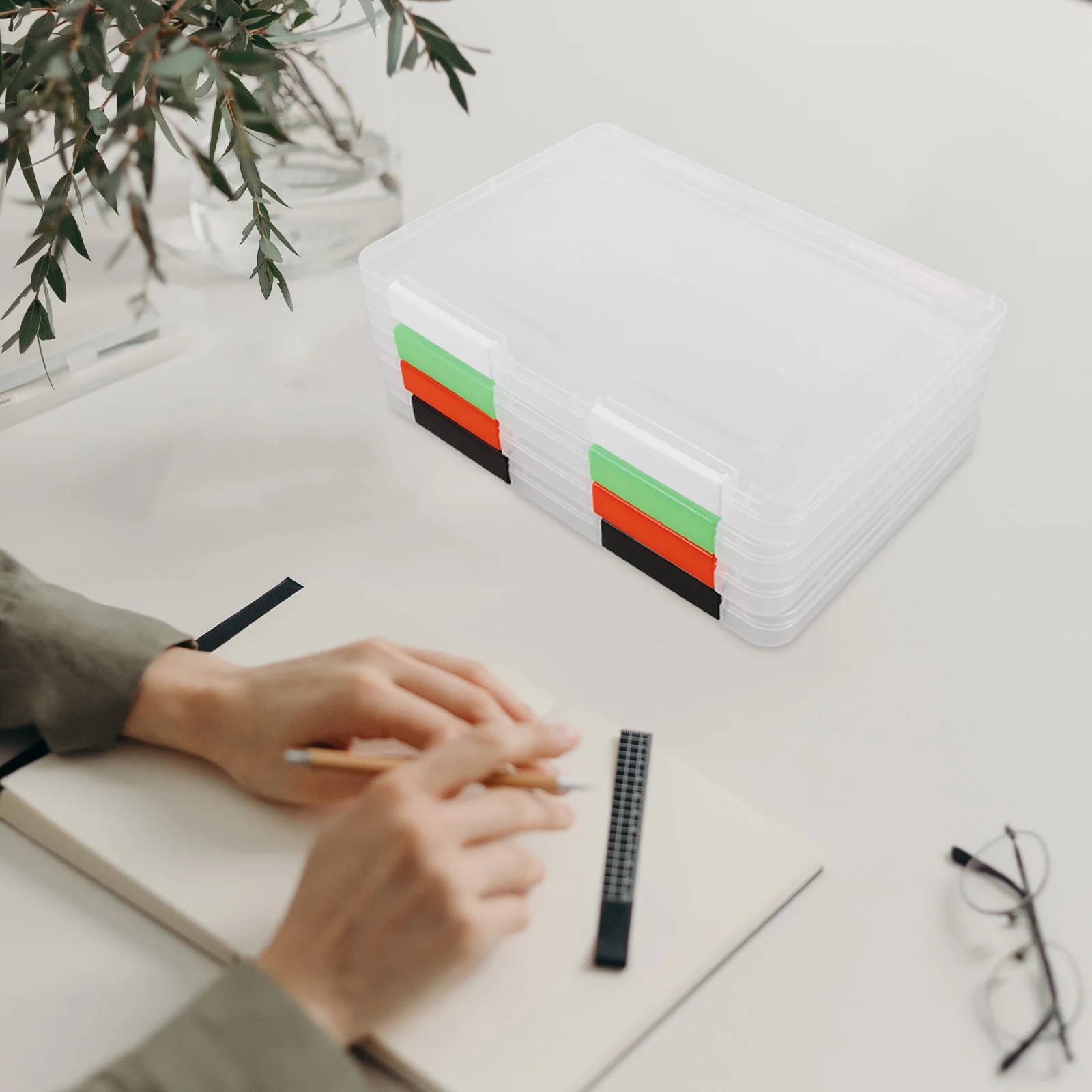 4Pcs A5 Paper Storage Box Plastic Portable Card Holder Photo Organizer Document Certificate File Organizer Case